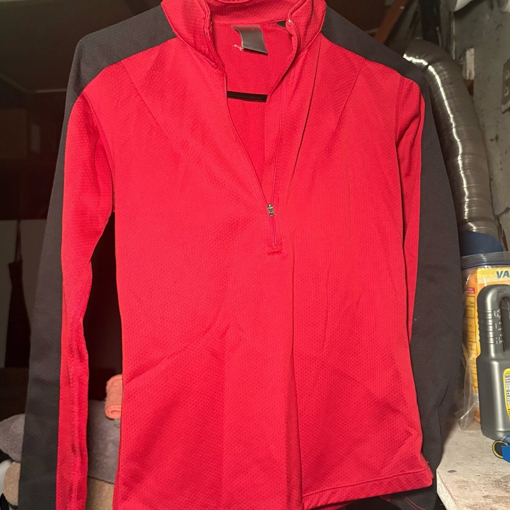 Red and Black Quarter-Zip Active Pullover
